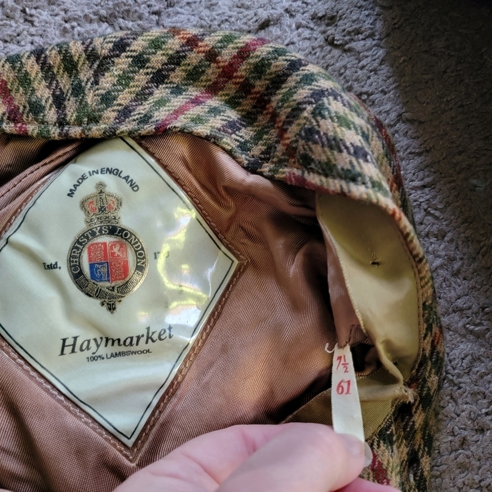 Christy's London Vintage Haymarket %100 lambswool newsboy cap England plaid - Picture 5 of 7